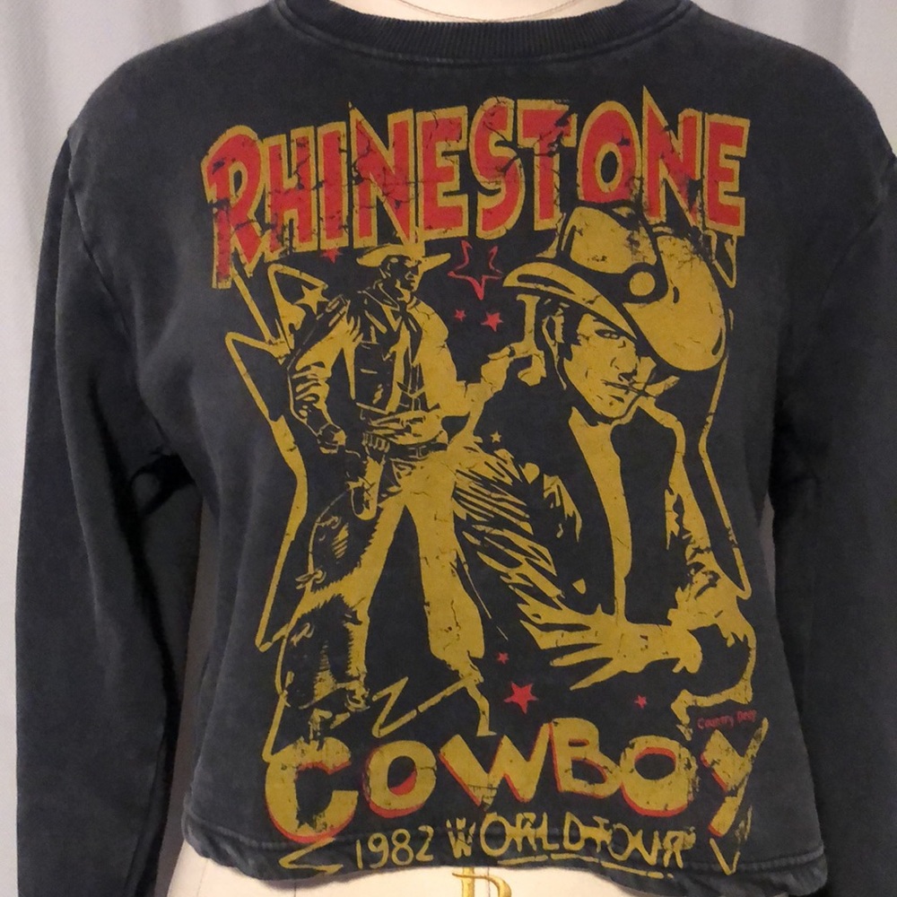 Country deep Rhinestone Cowboy crew neck sweatshirt
